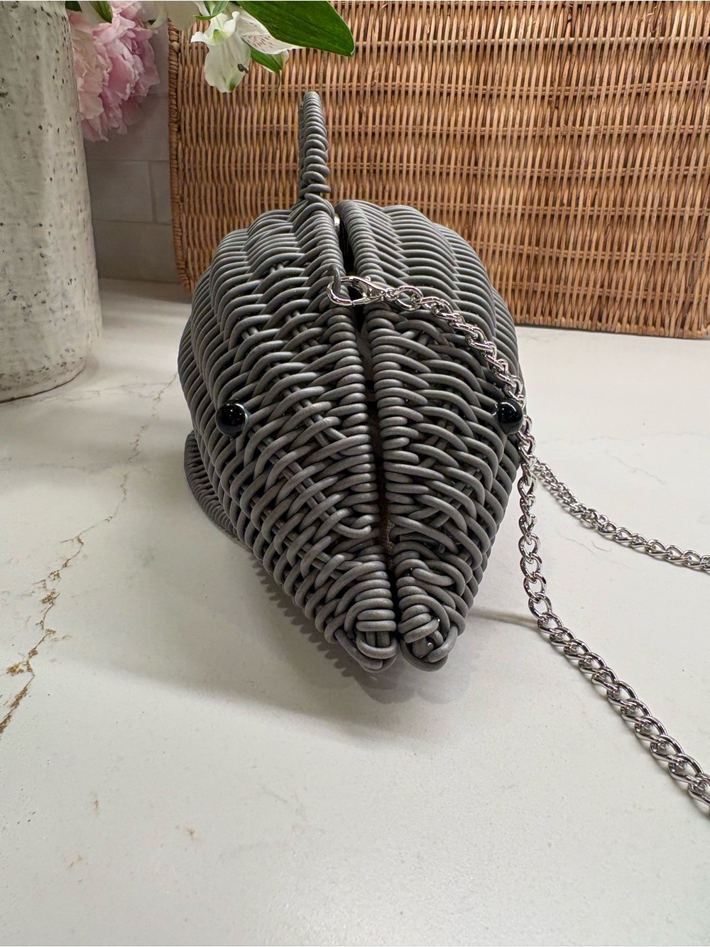 Gray Woven Dolphin Crossbody Bag 
Tommy Bahama Viral 🐬 - Picture 9 of 11